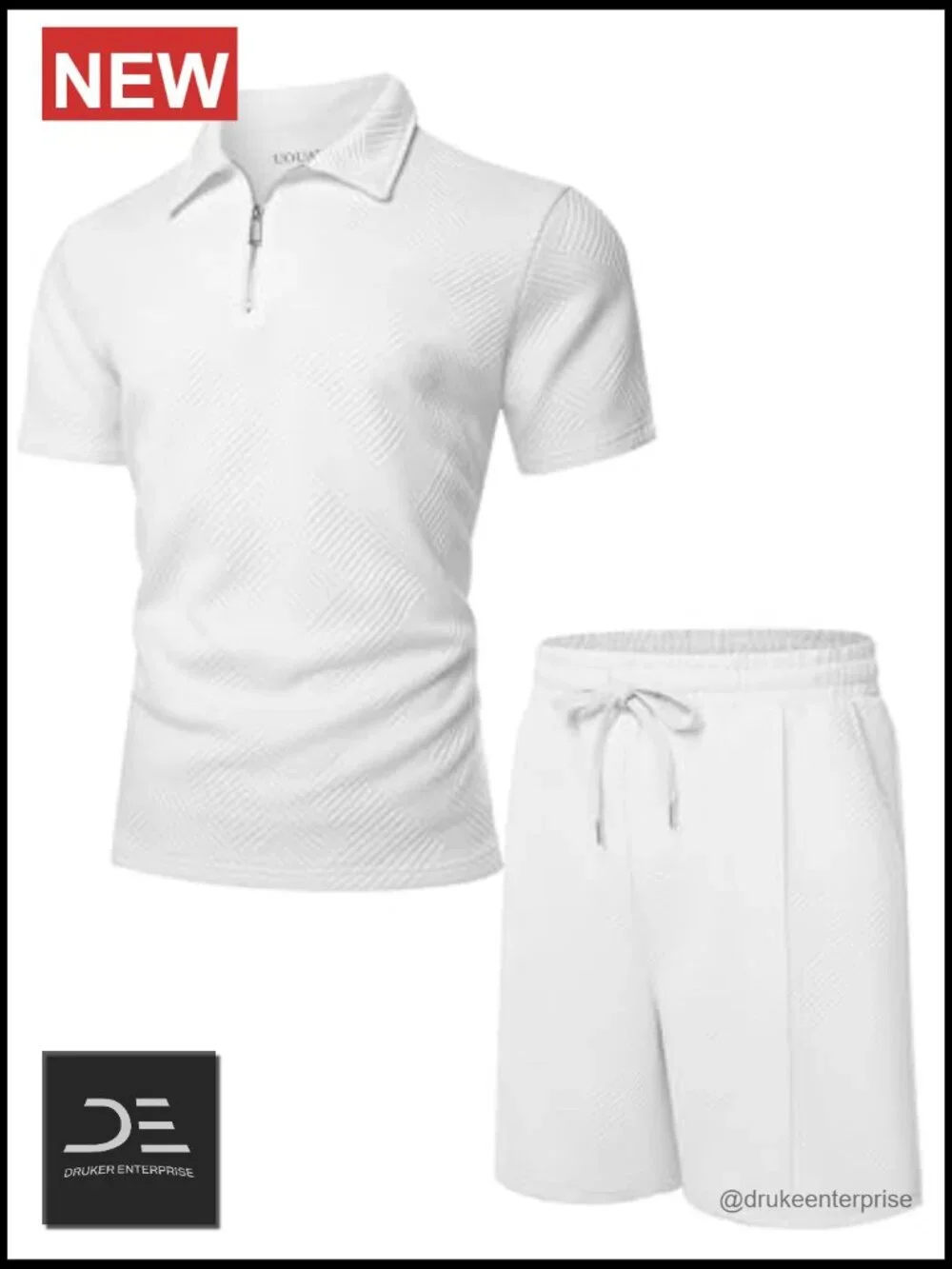 Men's 2 Piece Track Suit Set Short Sleeve Quarter Zip Golf Polo Loungewear
